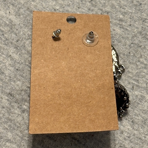 Women’s Intricate Paisley Jhumka Earrings, Dark Silver, OS - Picture 3 of 4